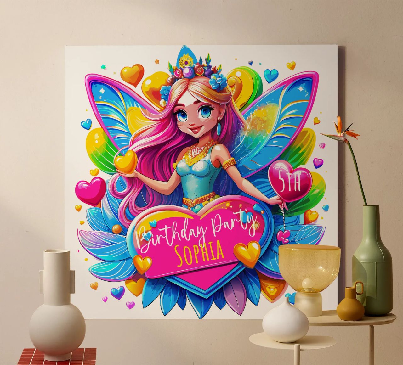 Little Fairy Magic Art - Add Custom Name, Event and Age canvas by Artnesia