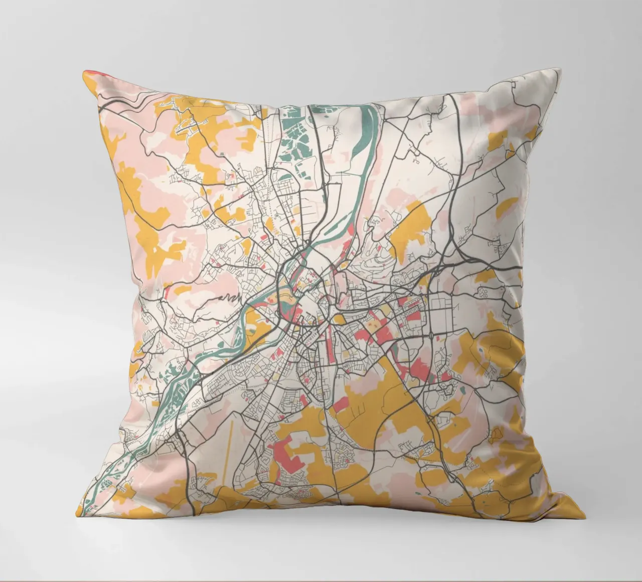 Mappa della città di Metz in morbidi colori pastello - Urban design cuscino da MOOODZART