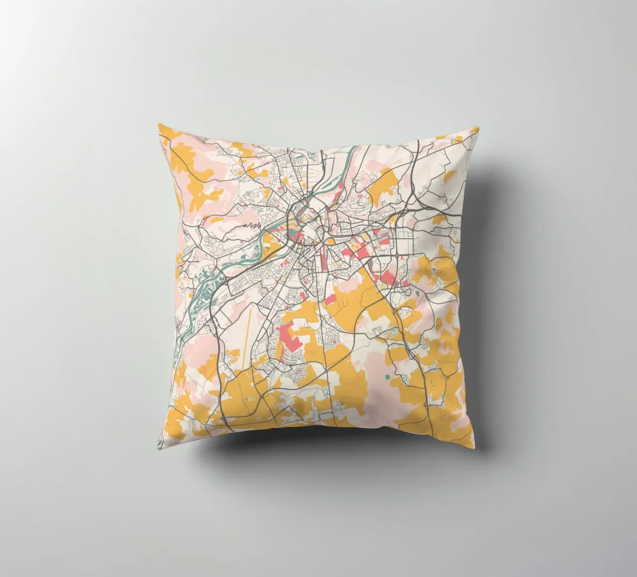 Mappa della città di Metz in morbidi colori pastello - Urban design cuscino da MOOODZART