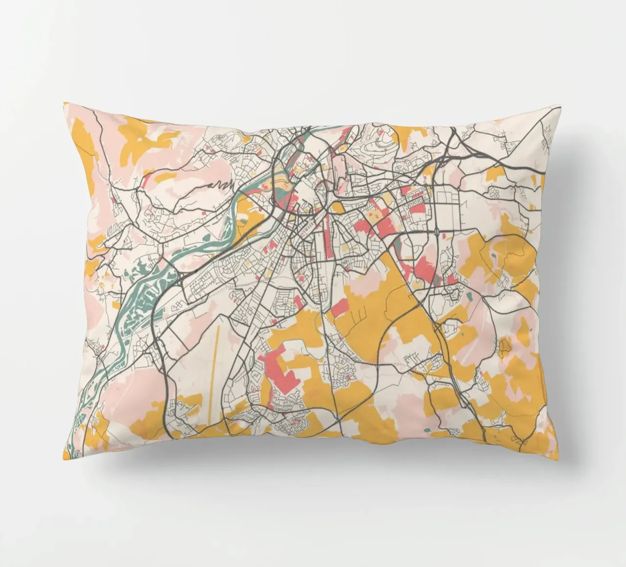 Mappa della città di Metz in morbidi colori pastello - Urban design cuscino da MOOODZART
