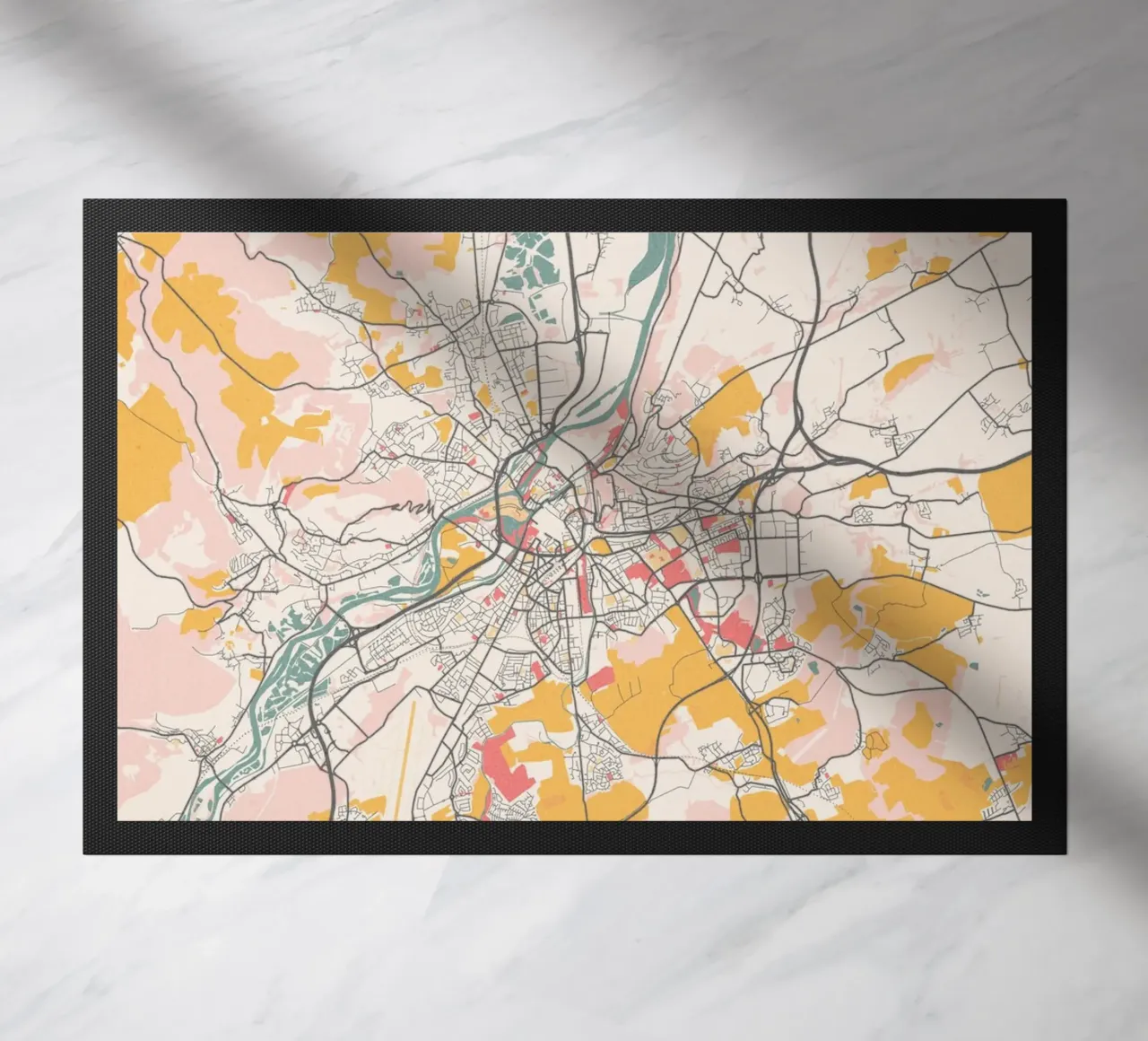 Mappa della città di Metz in morbidi colori pastello - Urban design zerbino da MOOODZART