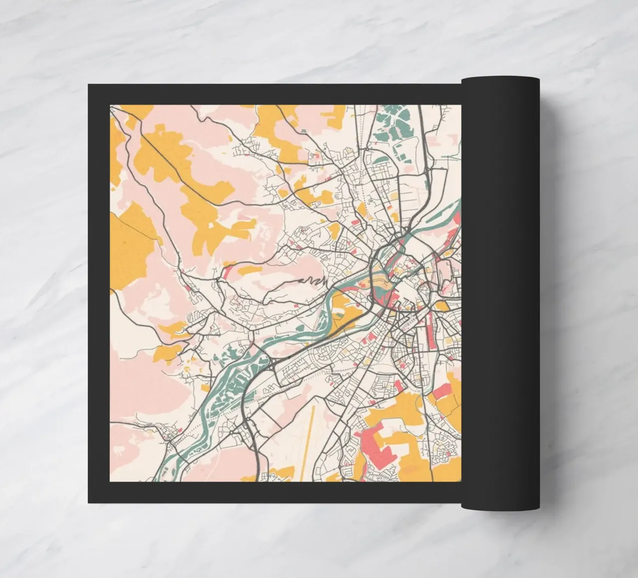 Mappa della città di Metz in morbidi colori pastello - Urban design zerbino da MOOODZART