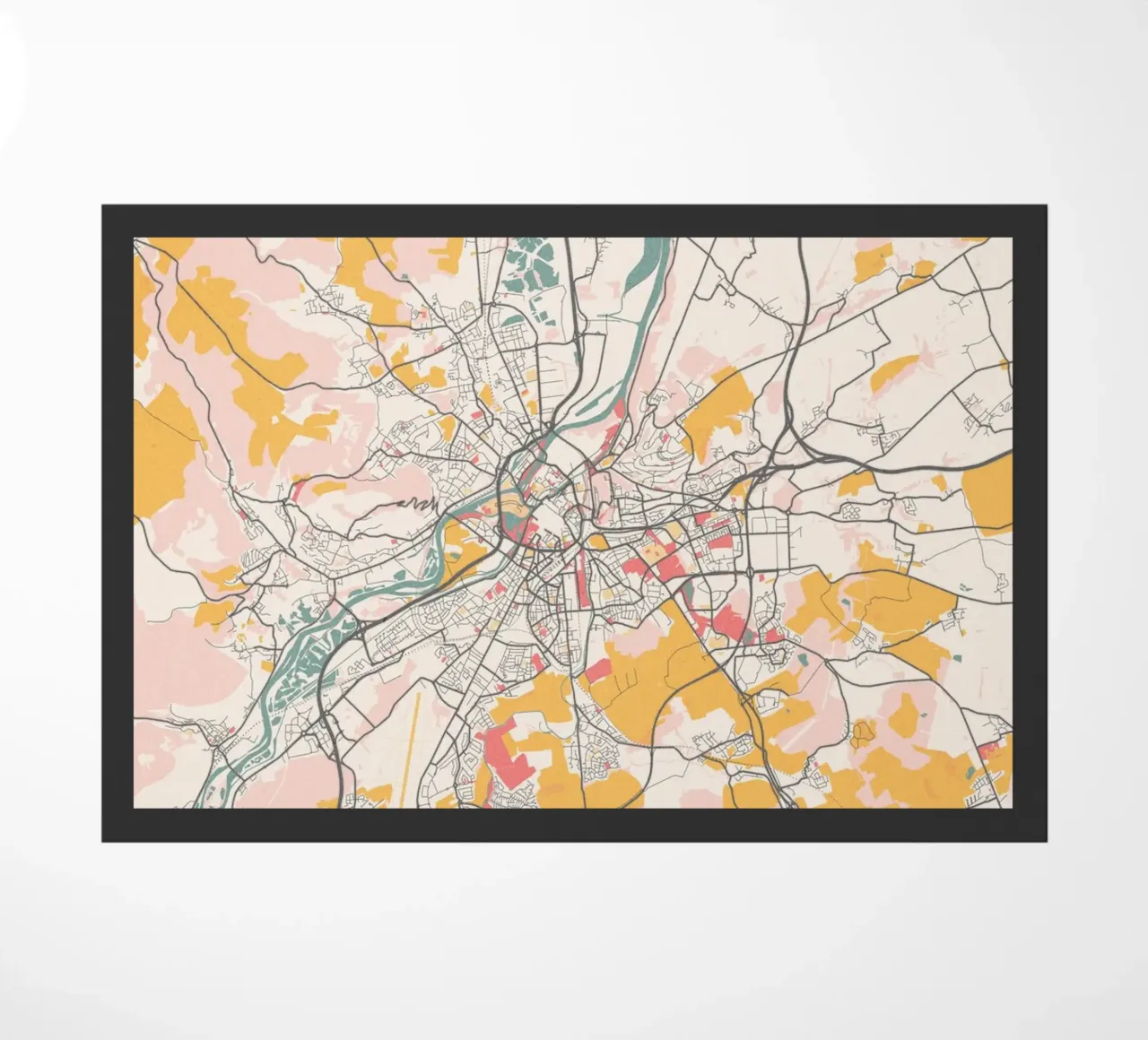 Mappa della città di Metz in morbidi colori pastello - Urban design zerbino da MOOODZART