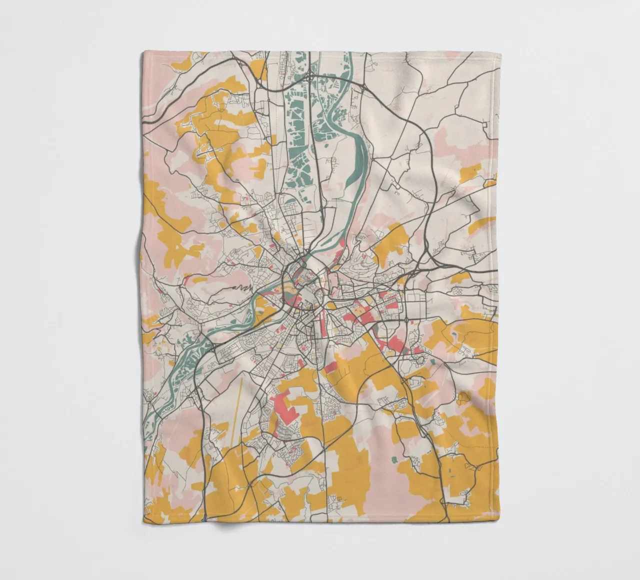 Stadsplattegrond van Metz in zachte pastelkleuren - Stedelijk ontwerp fleecedeken van MOOODZART