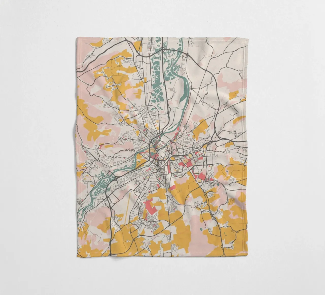 Stadsplattegrond van Metz in zachte pastelkleuren - Stedelijk ontwerp fleecedeken van MOOODZART
