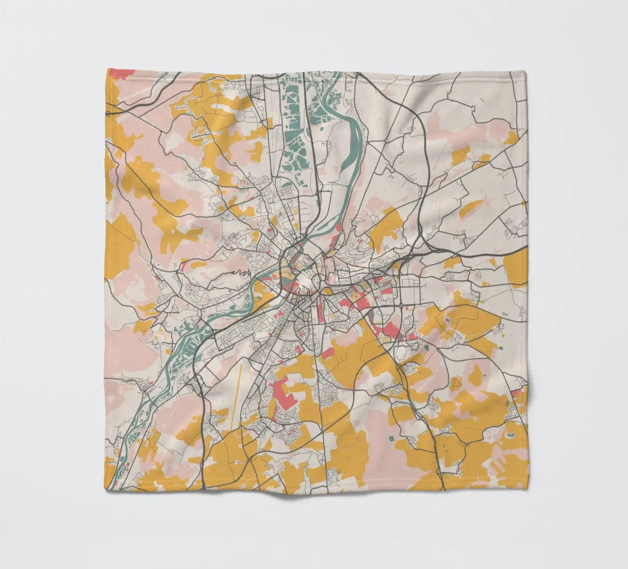 Stadsplattegrond van Metz in zachte pastelkleuren - Stedelijk ontwerp fleecedeken van MOOODZART