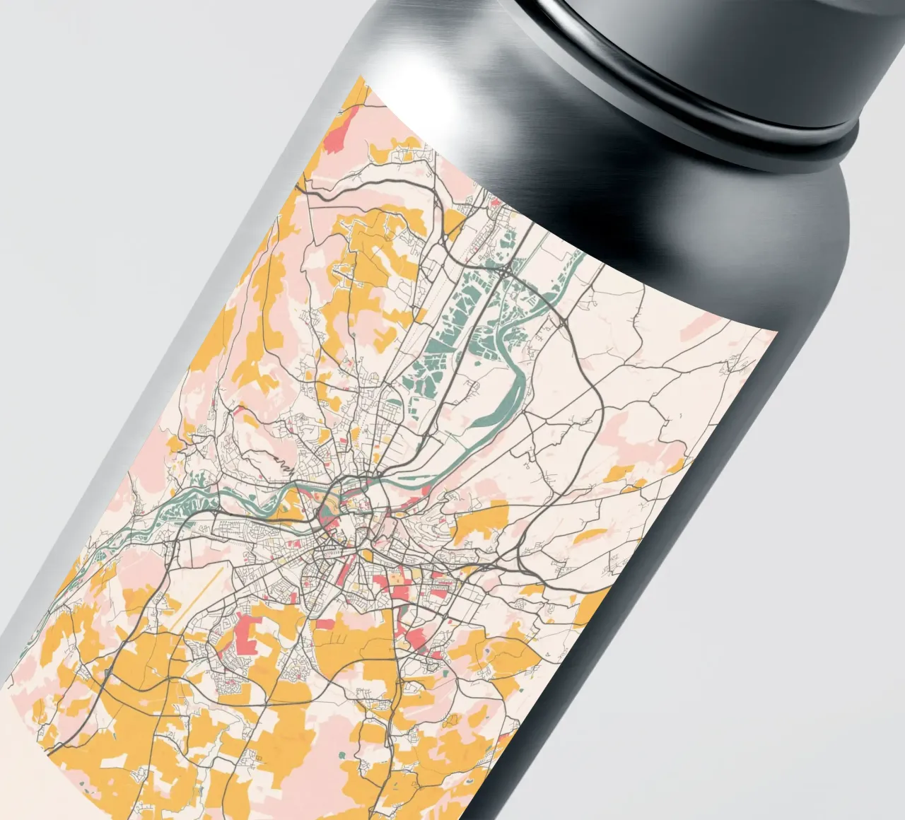 Stadsplattegrond van Metz in zachte pastelkleuren - Stedelijk ontwerp sticker van MOOODZART