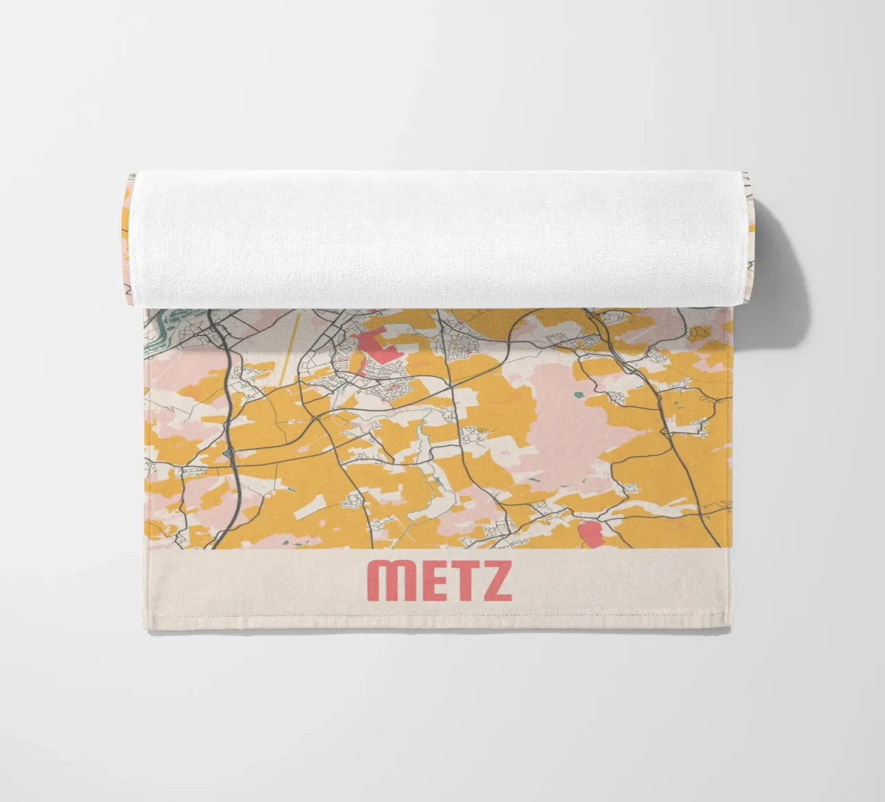Mappa della città di Metz in morbidi colori pastello - Urban design telo mare da MOOODZART
