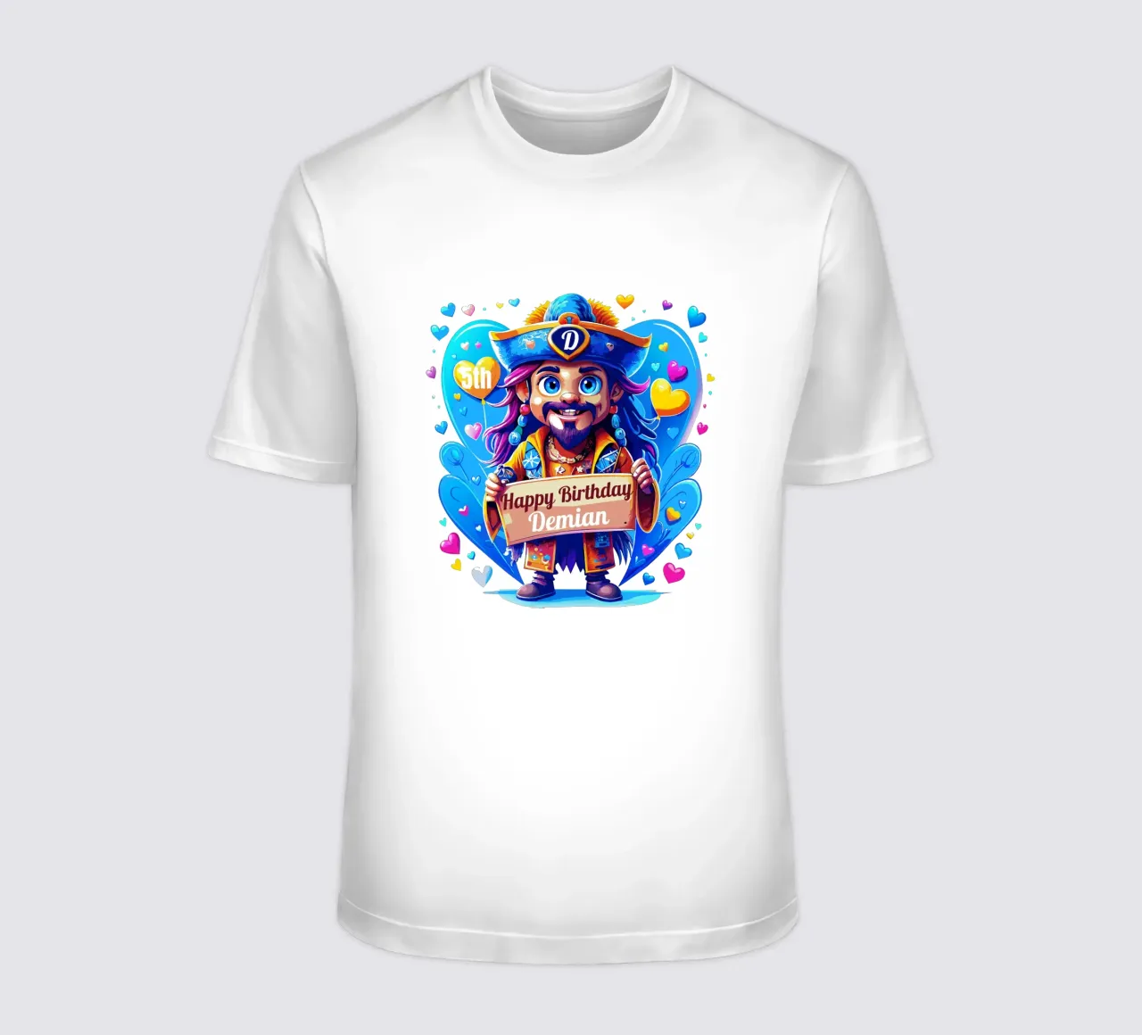 Cartel infantil Capitán pirata sujetando una tabla - Añadir nombre personalizado camiseta de Artnesia