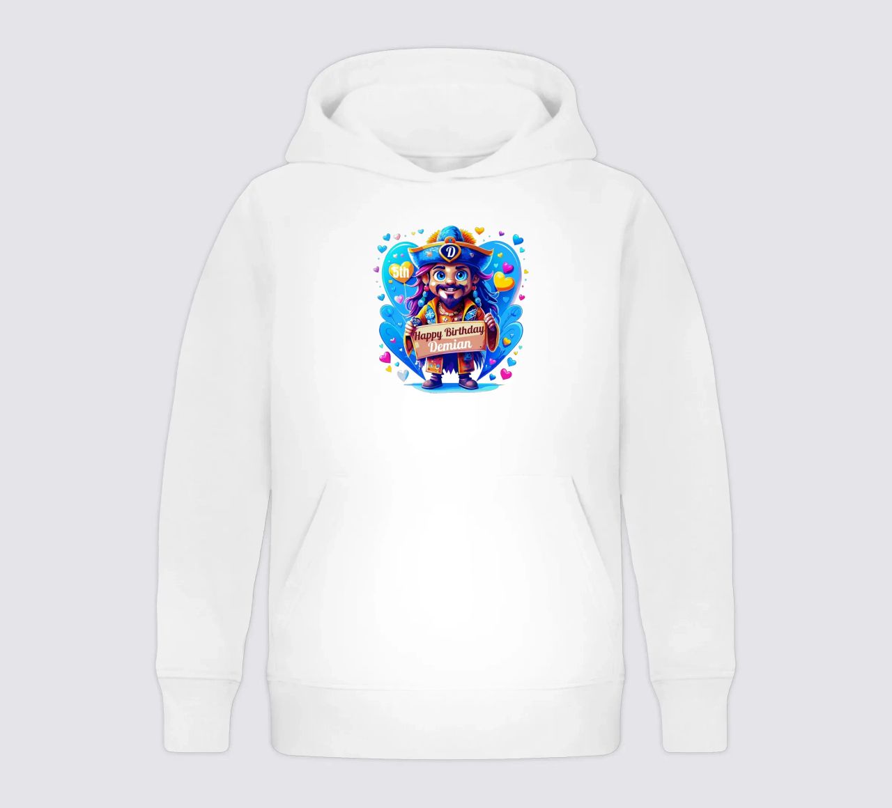 Kinderbordje met piratenkapitein die een bord vasthoudt - Eigen naam toevoegen kinder hoodie van Artnesia