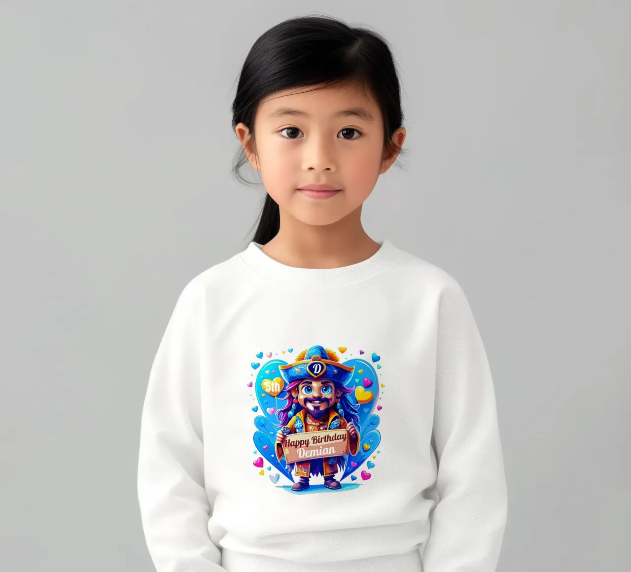 Kids' Pirate Captain Holding a Board Sign - Add Custom Name kids sweatshirt by Artnesia