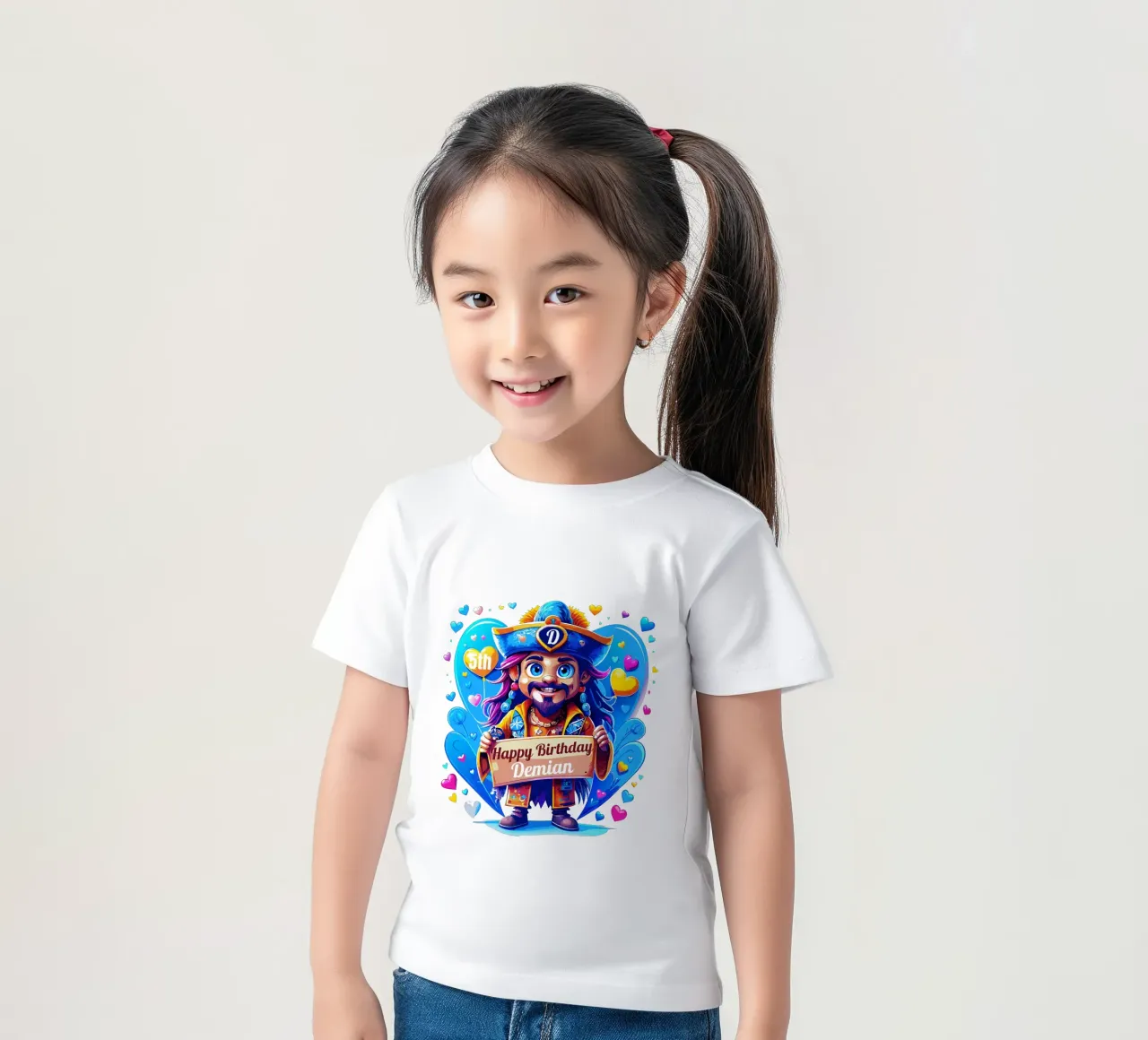 Kids' Pirate Captain Holding a Board Sign - Add Custom Name kids t-shirt by Artnesia