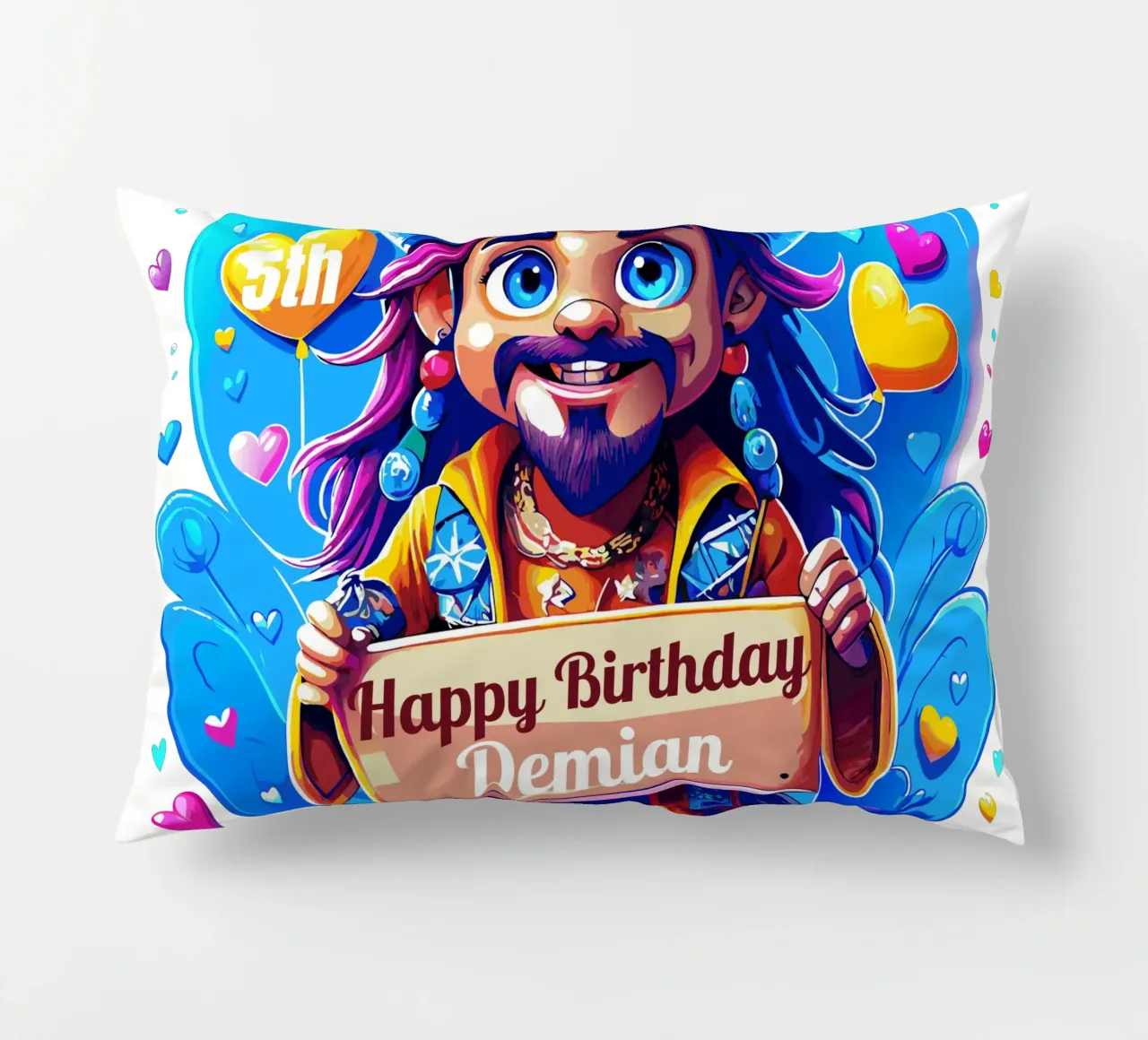 Kids' Pirate Captain Holding a Board Sign - Add Custom Name decorative cushion by Artnesia