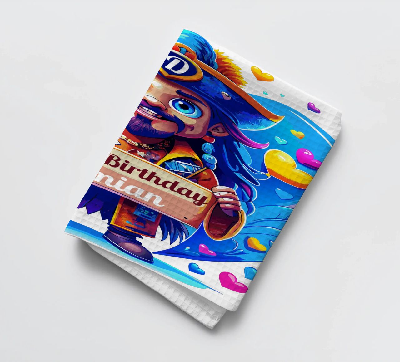 Panneau "Capitaine Pirate" pour enfants tenant une planche - Ajouter un nom personnalisé torchon de Artnesia
