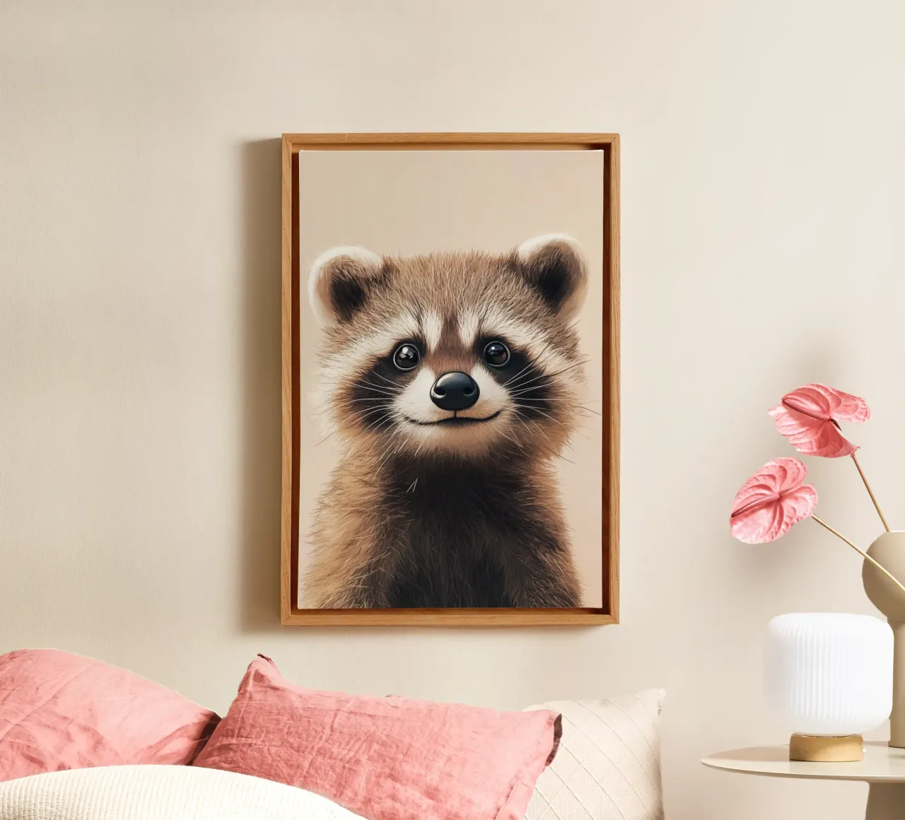 HeldIn #6: Waschbär Leinwand mit Schattenfugenrahmen von farbenhelden