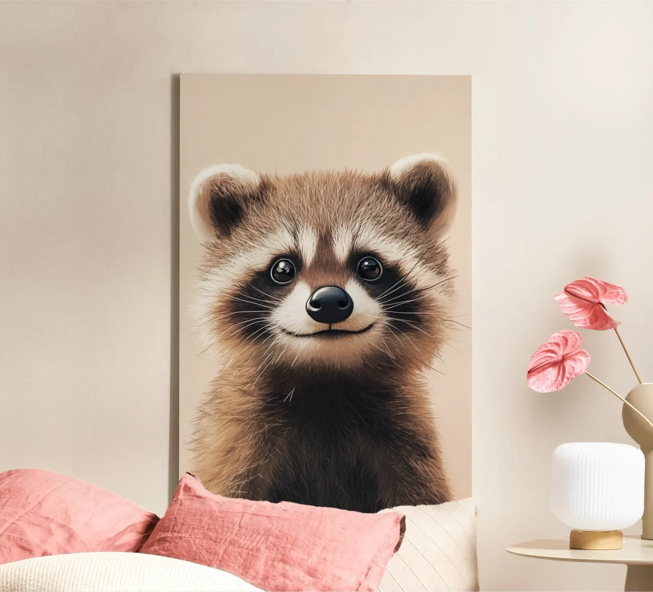 HeldIn #6: Waschbär Leinwand mit Schattenfugenrahmen von farbenhelden