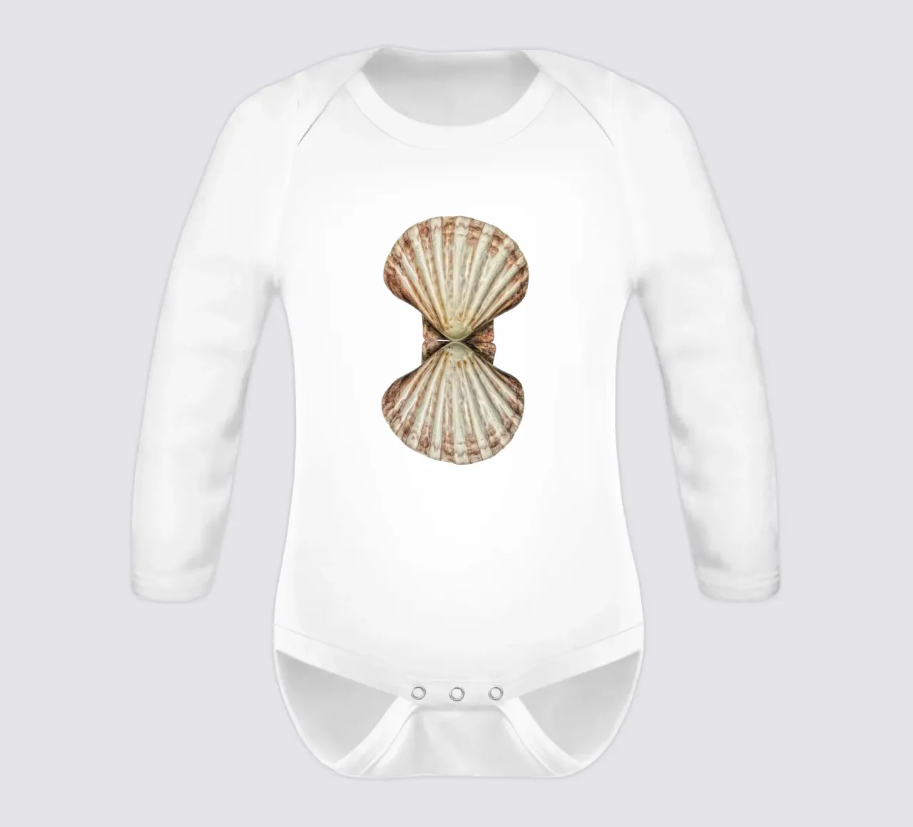 Venus Shell long-sleeve baby romper by Curious Collections by Marielle Leenders