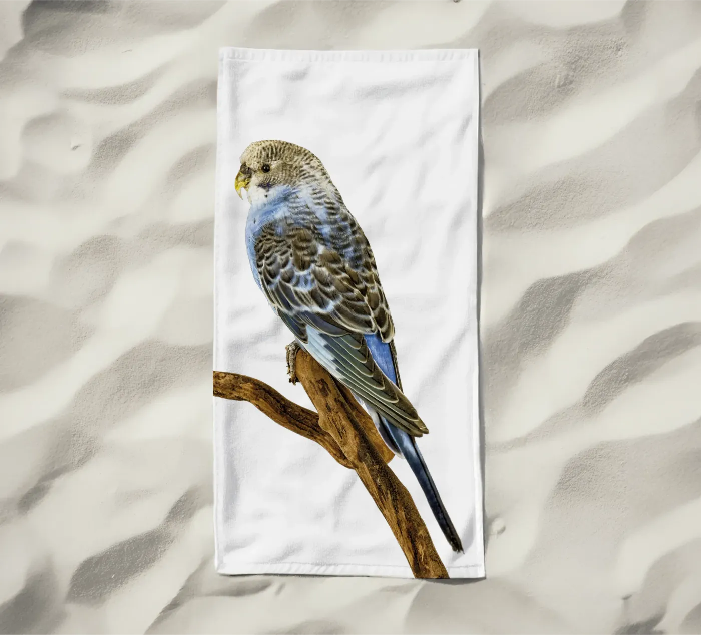 Parakeets beach towel by Curious Collections by Marielle Leenders