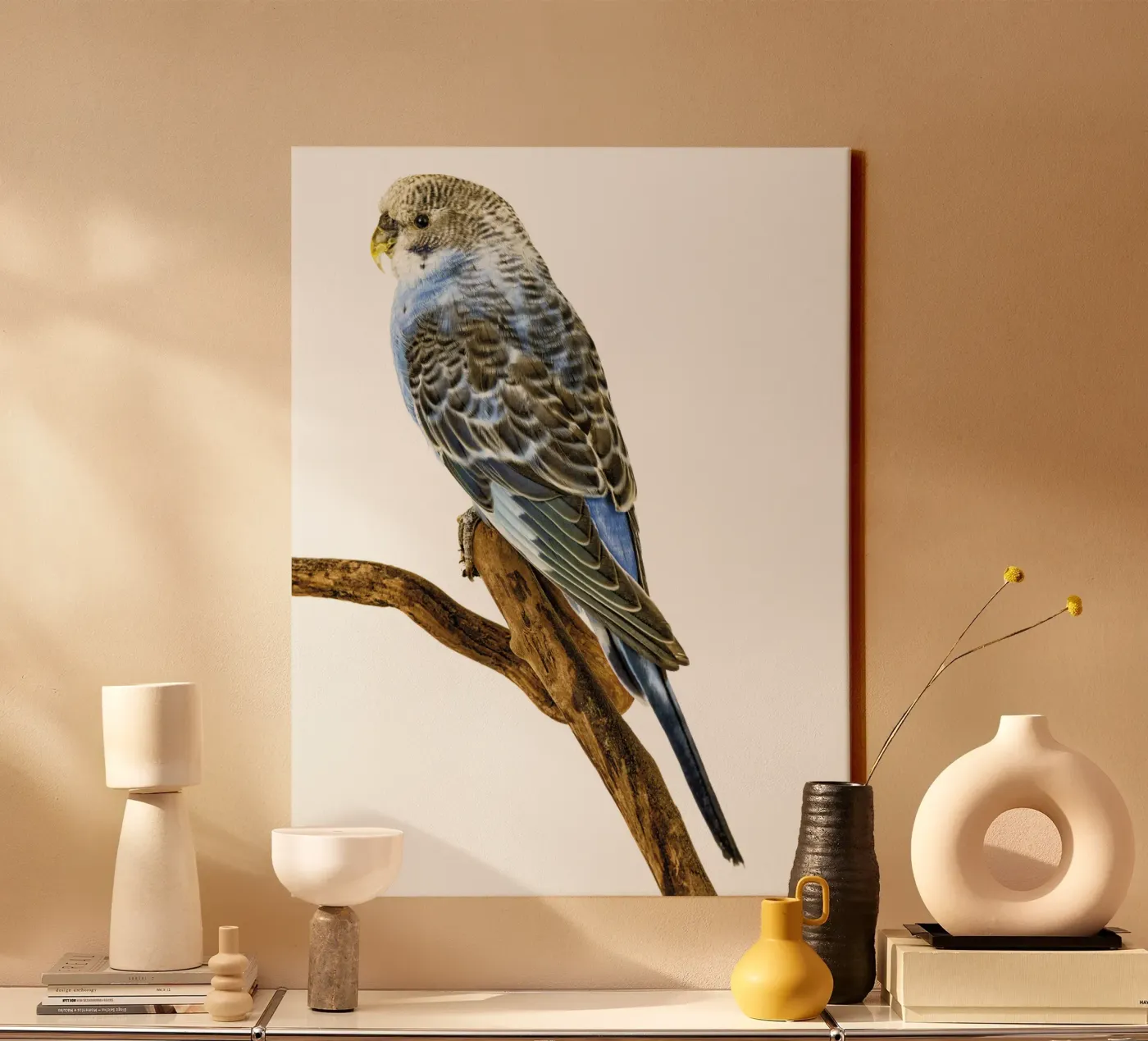Parakeets canvas van Curious Collections by Marielle Leenders