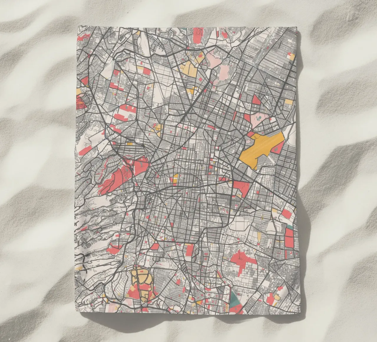 Mappa di Città del Messico in colori pastello - Design urbano telo mare da MOOODZART