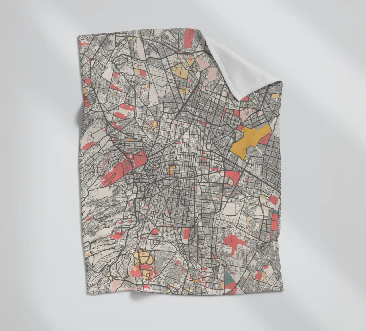 Mappa di Città del Messico in colori pastello - Design urbano coperta in pile da MOOODZART