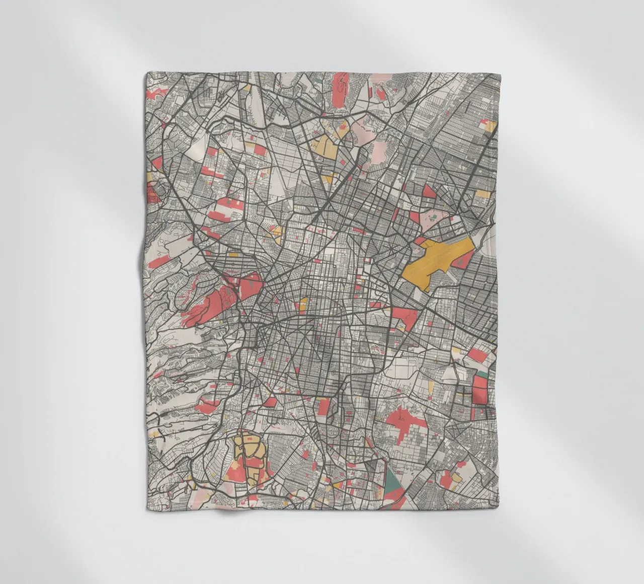 Mappa di Città del Messico in colori pastello - Design urbano coperta in pile da MOOODZART
