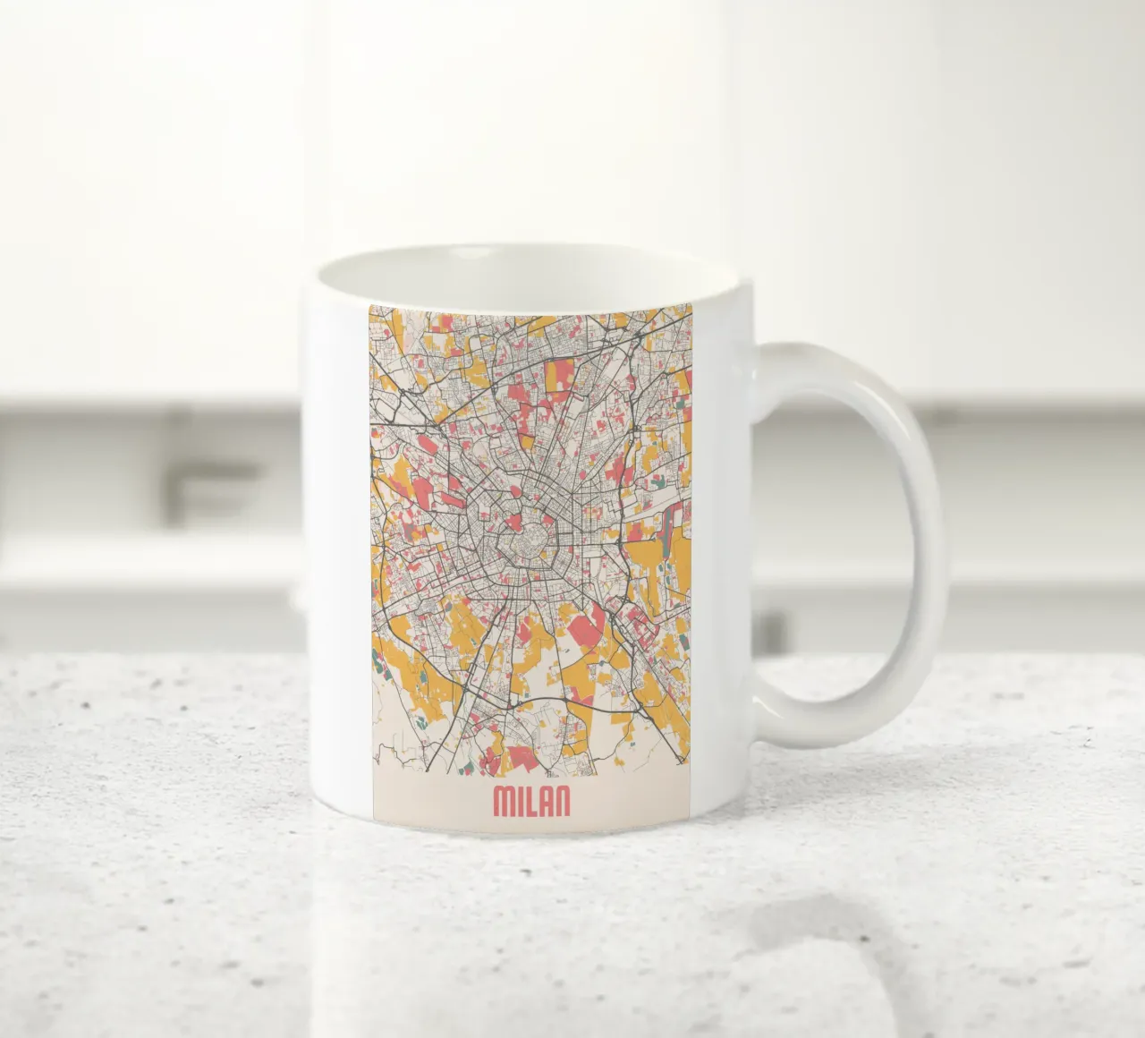 Mappa della città di Milano in moderni colori pastello tazza in ceramica da MOOODZART