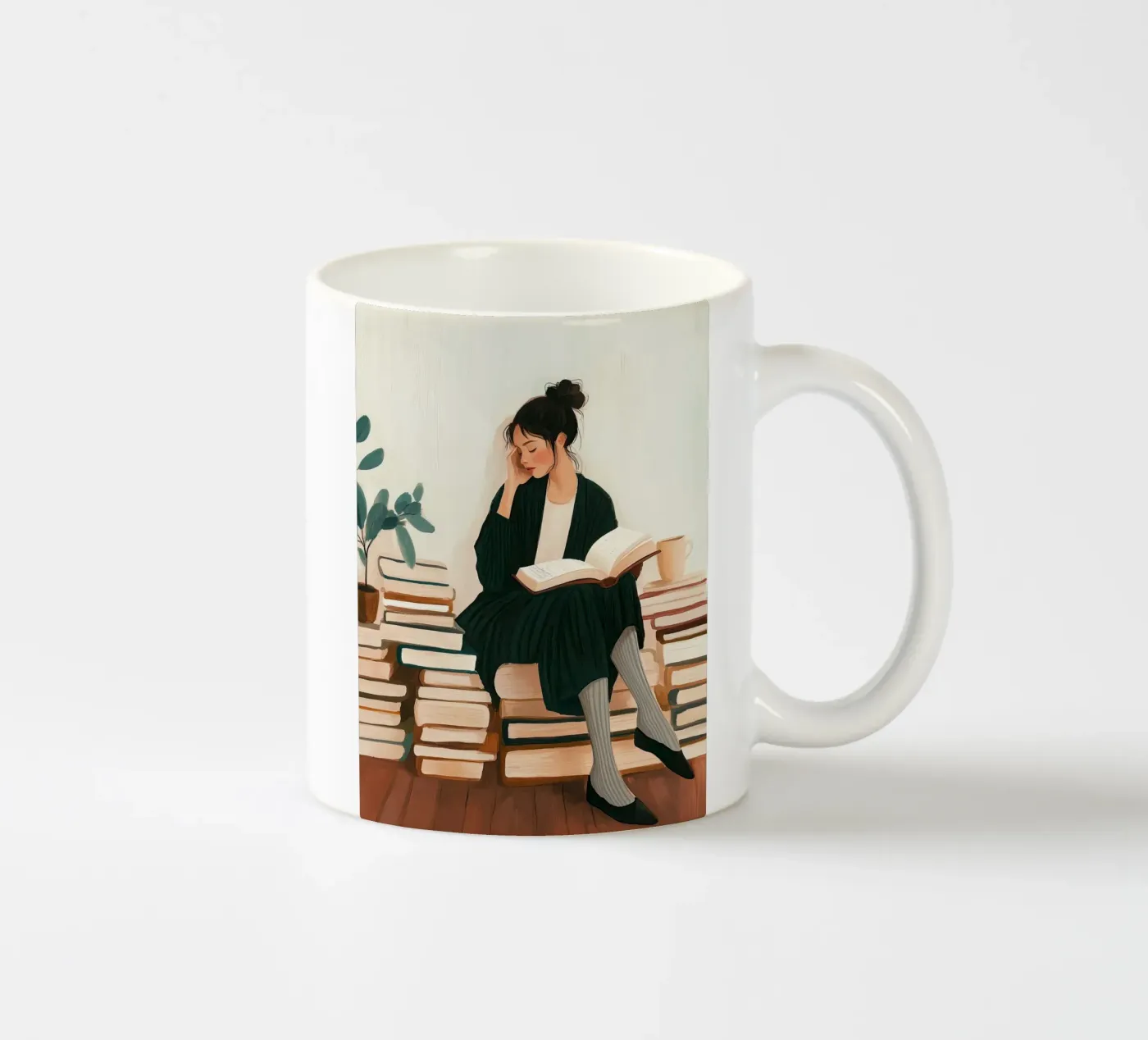 Quiet Reader ceramic mug by Freya