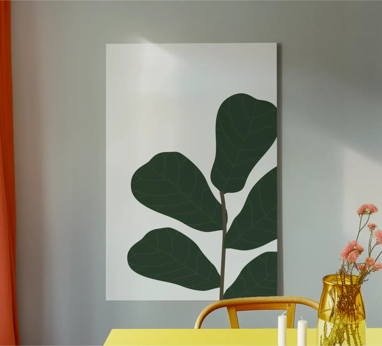 ficus lyrata canvas met Baklijst van Atelier W