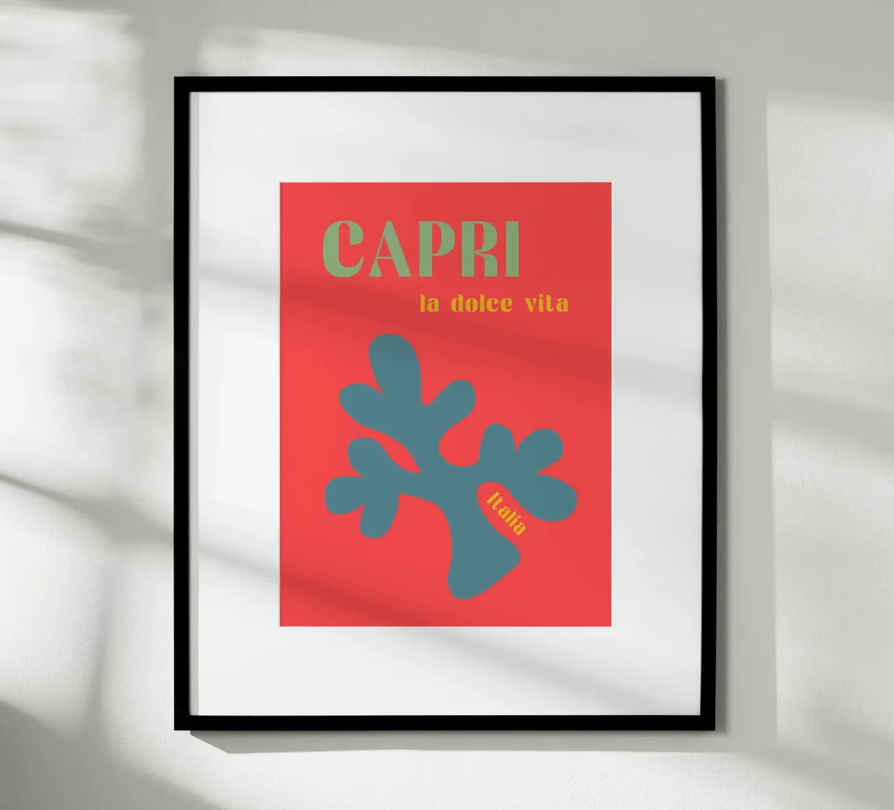 Capri Italy Love poster with wooden frame by Carinaprint