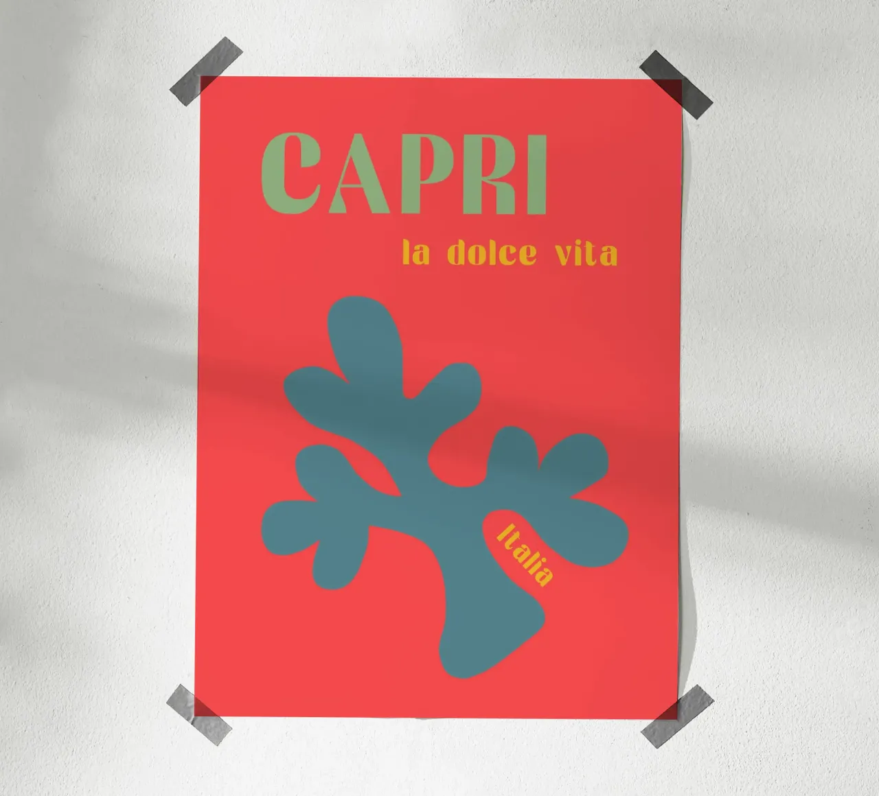 Capri Italy Love poster with wooden frame by Carinaprint