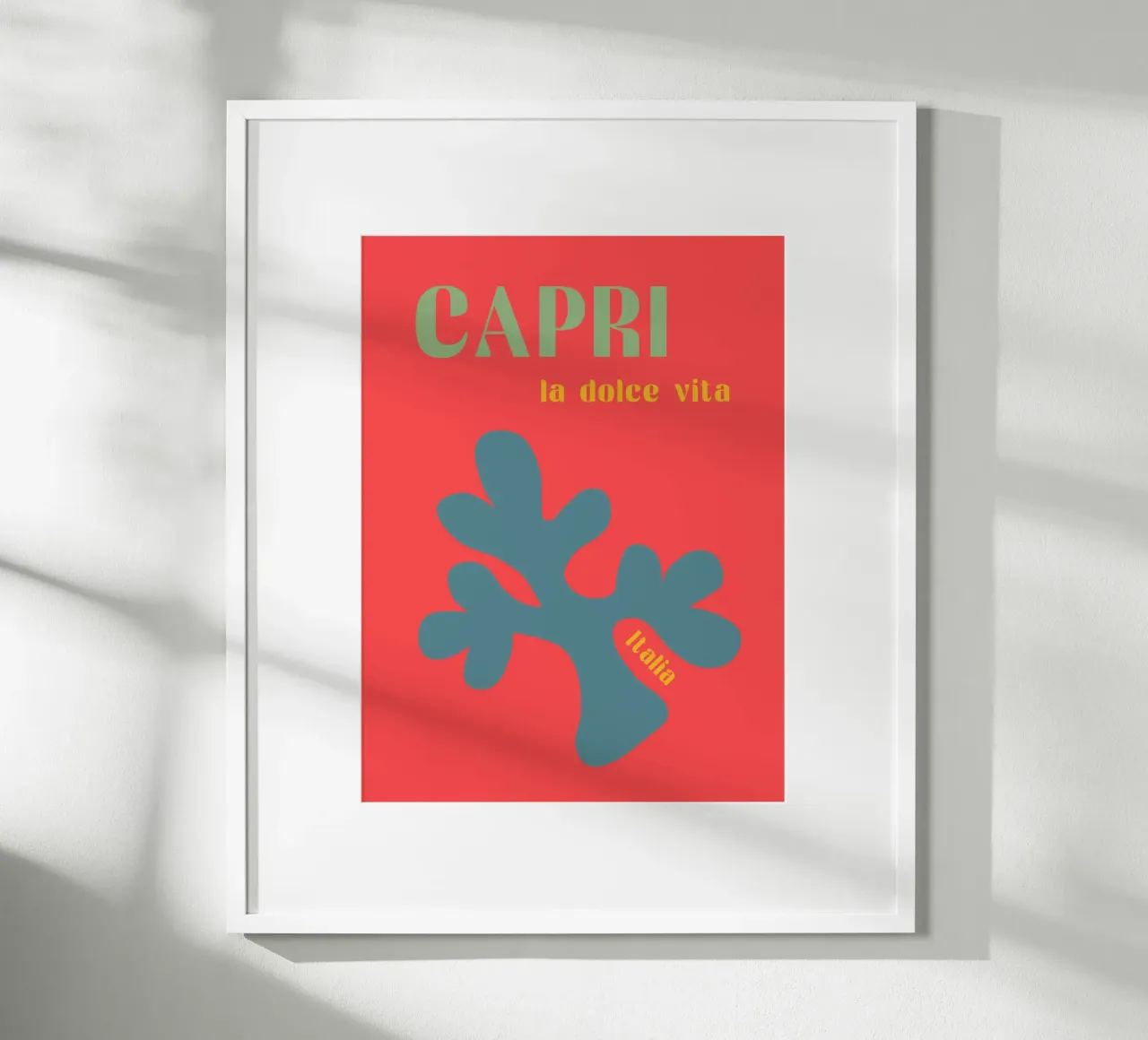 Capri Italy Love poster with wooden frame by Carinaprint
