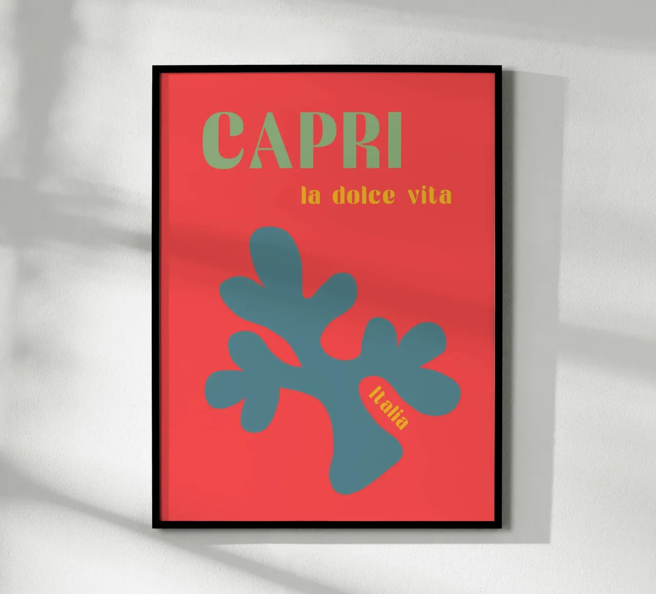 Capri Italy Love poster with wooden frame by Carinaprint