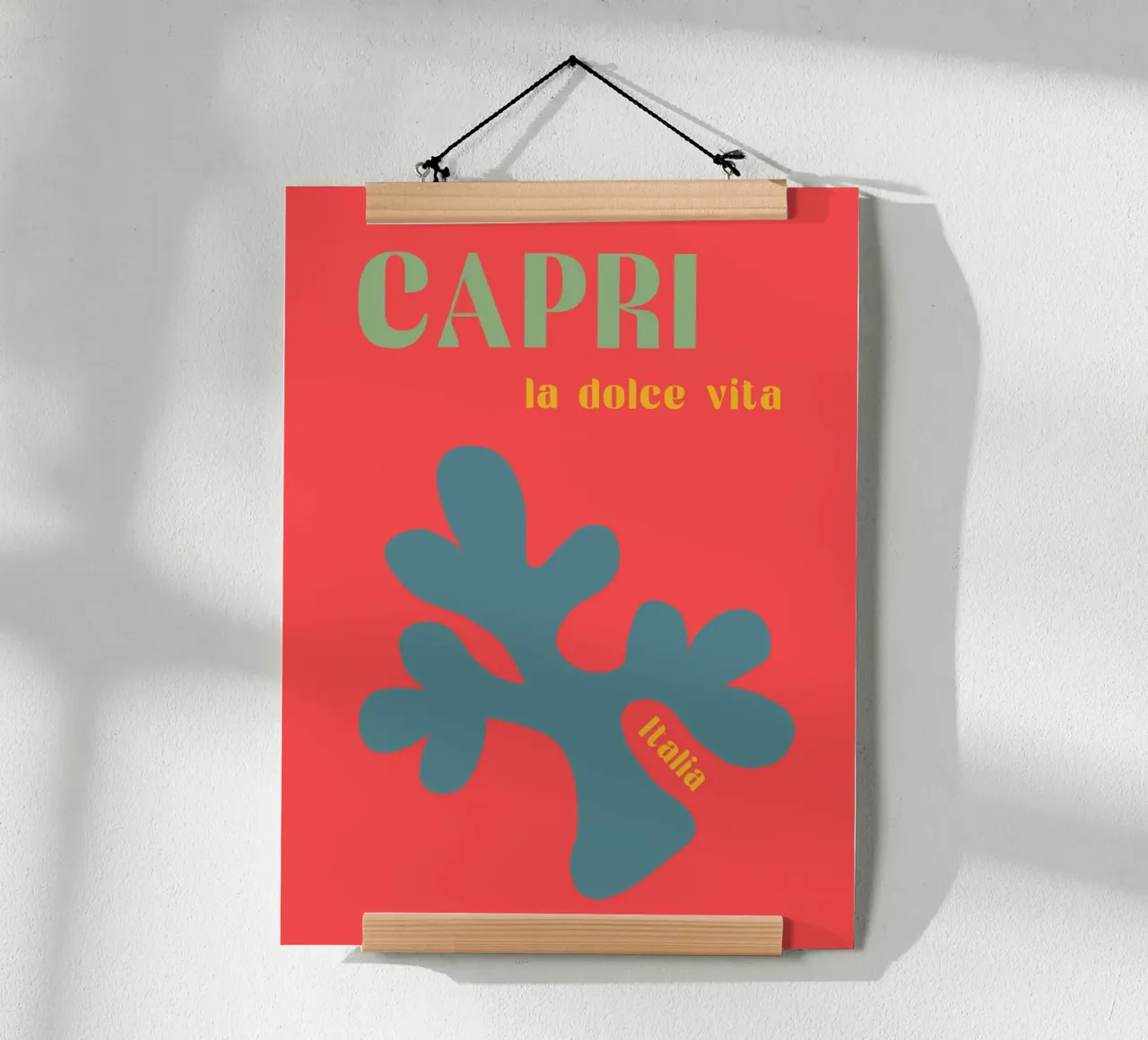 Capri Italy Love poster with wooden frame by Carinaprint