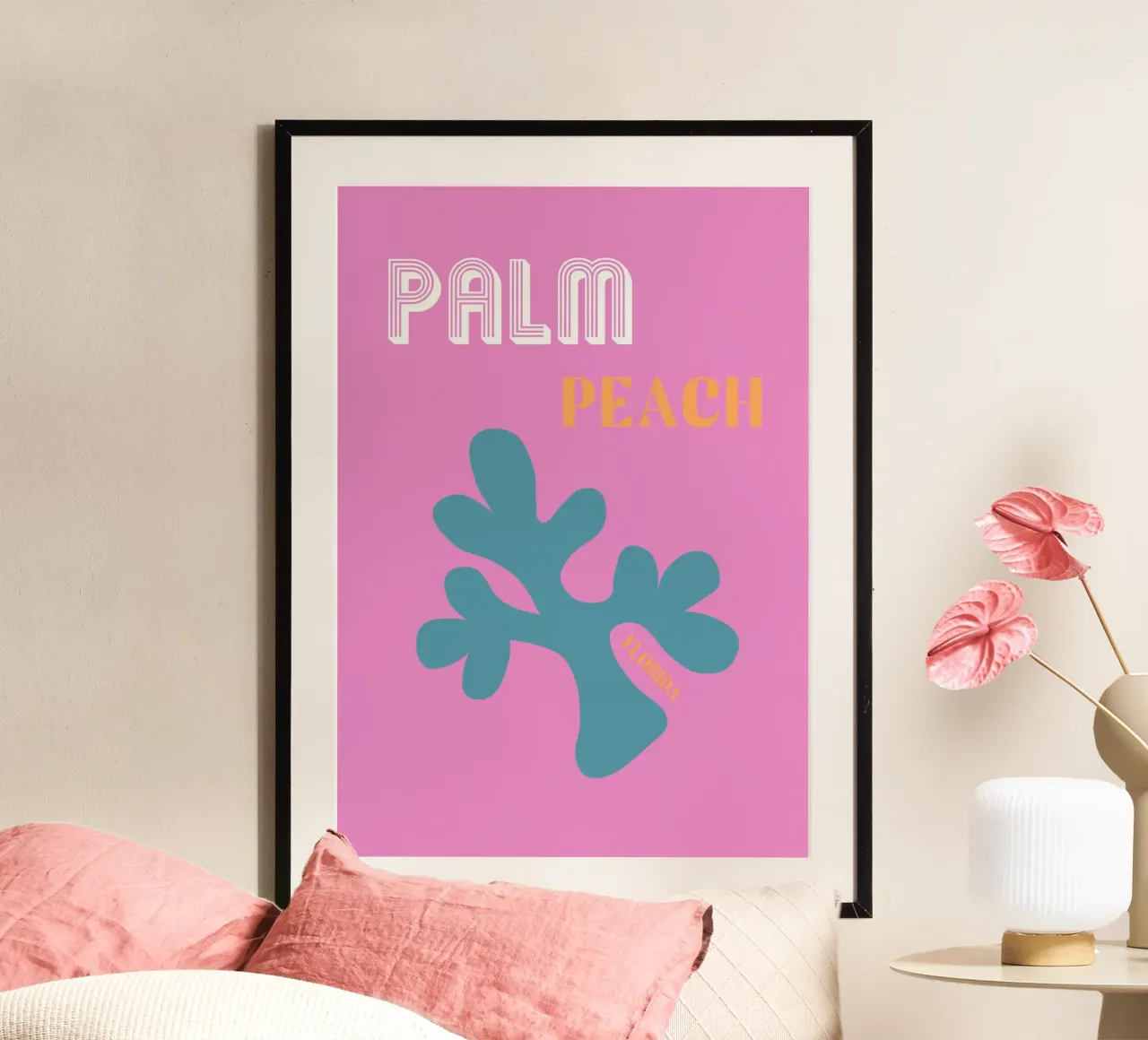 Palm Springs Florida Amore poster con telaio in legno da Carinaprint
