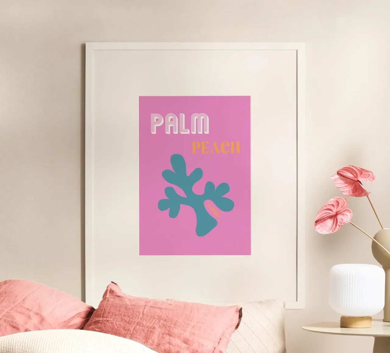 Palm Springs Florida Amore poster con telaio in legno da Carinaprint