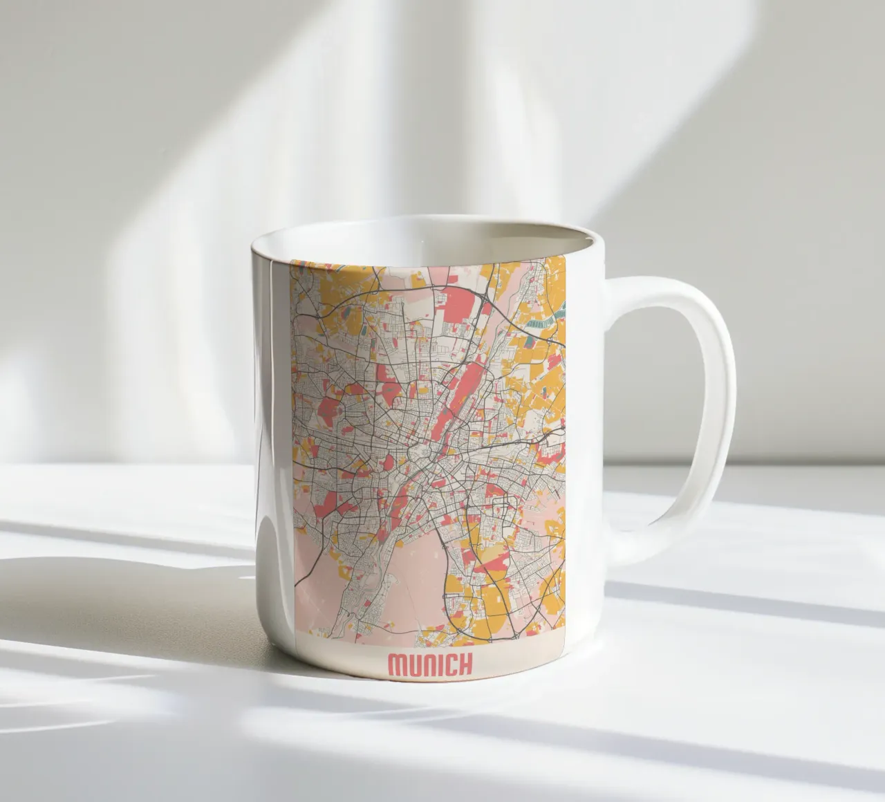 Mappa della città di Monaco di Baviera - Design creativo in morbidi colori pastello tazza in ceramica da MOOODZART