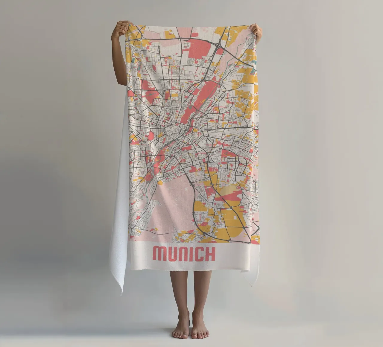 Mappa della città di Monaco di Baviera - Design creativo in morbidi colori pastello telo mare da MOOODZART