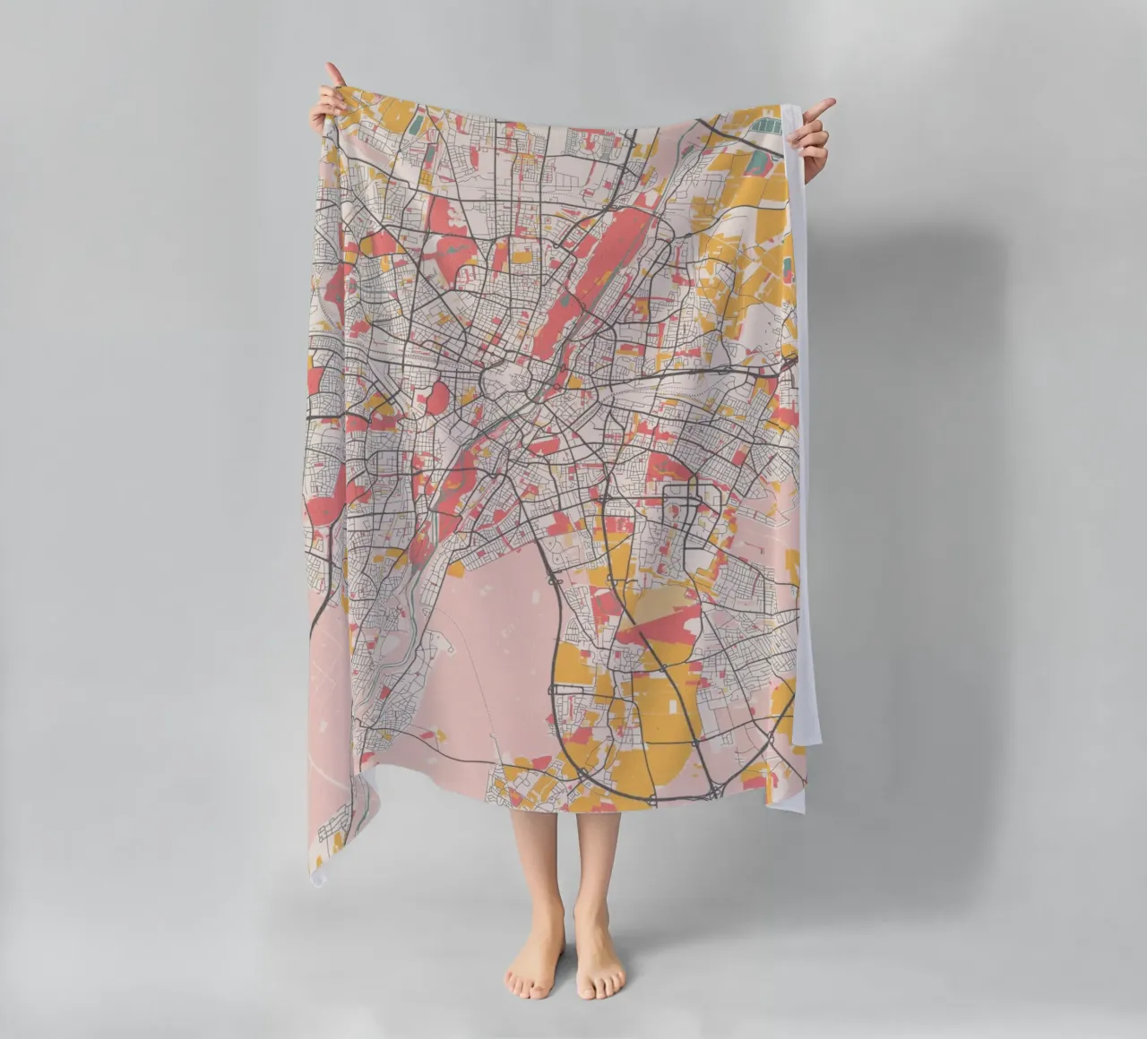 Mappa della città di Monaco di Baviera - Design creativo in morbidi colori pastello telo mare da MOOODZART