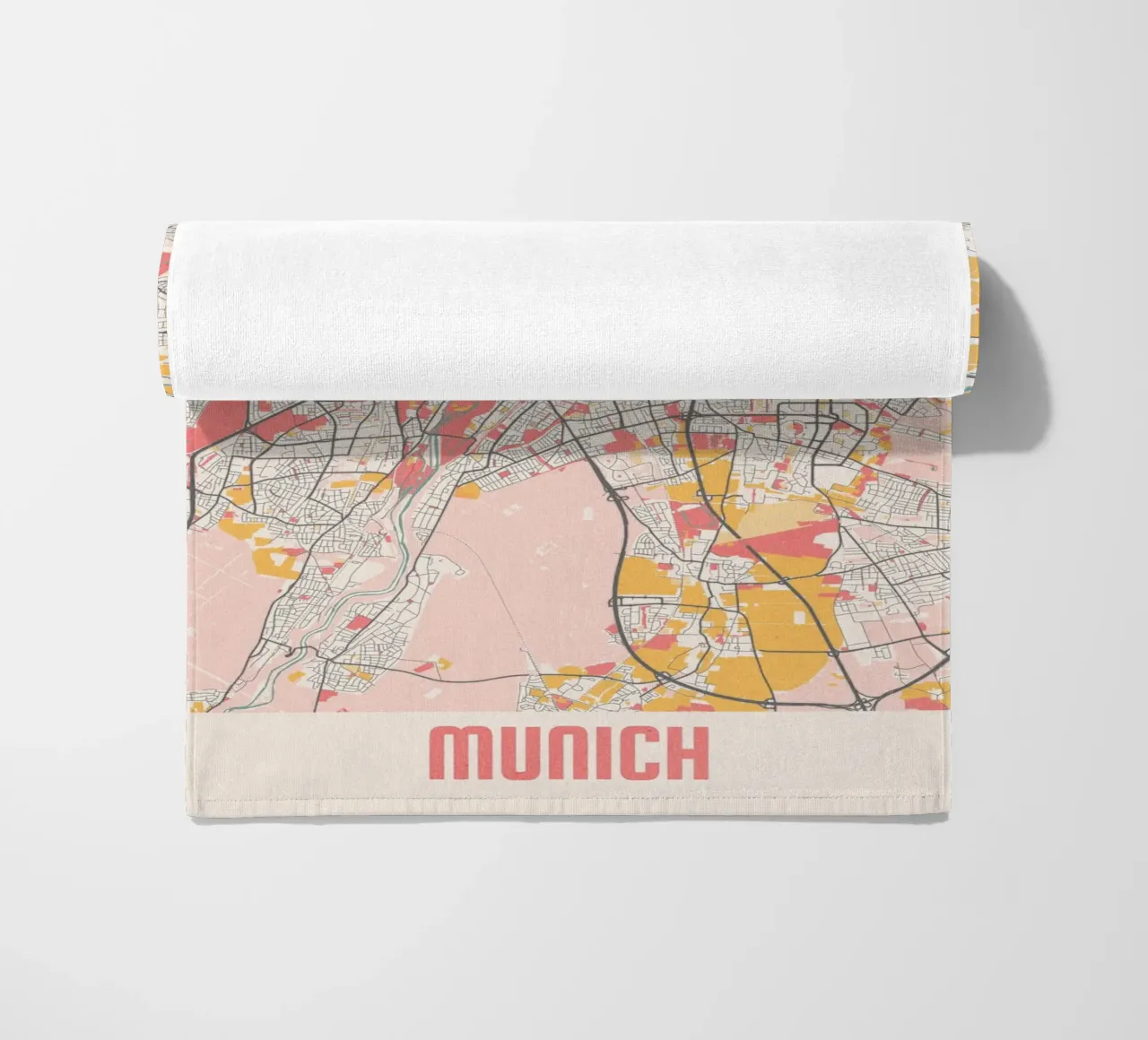 Mappa della città di Monaco di Baviera - Design creativo in morbidi colori pastello telo mare da MOOODZART