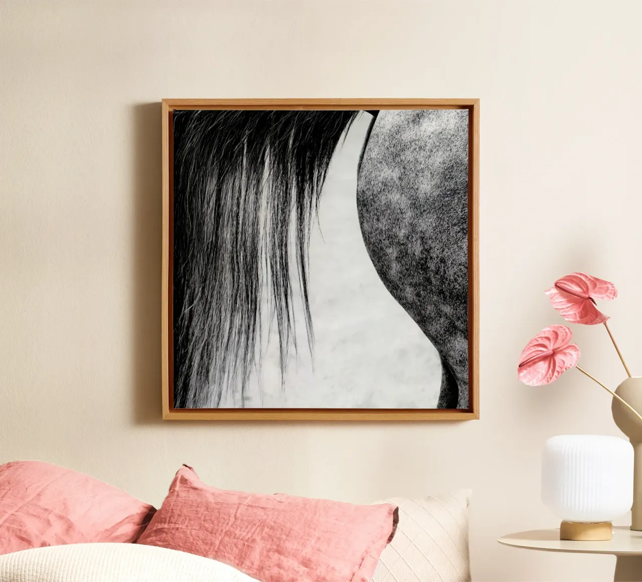 Lines In Black And White - Piet Flour tela con Cornice a cassetta da Pictufy