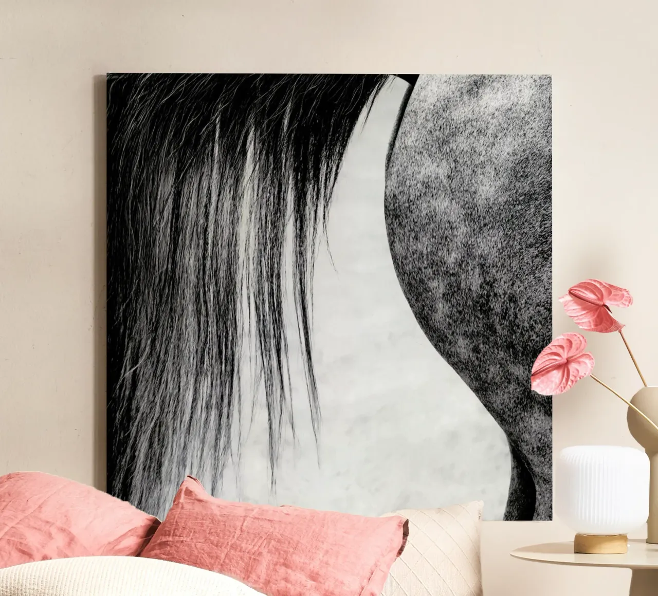 Lines In Black And White - Piet Flour tela con Cornice a cassetta da Pictufy