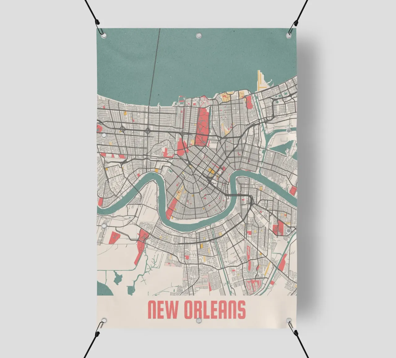 Mappa della città di New Orleans - Design creativo con colori pastello telo in pvc da MOOODZART