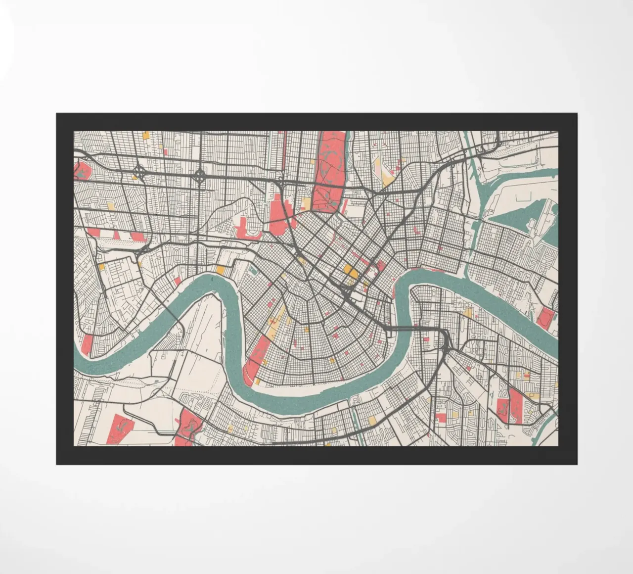 Mappa della città di New Orleans - Design creativo con colori pastello zerbino da MOOODZART