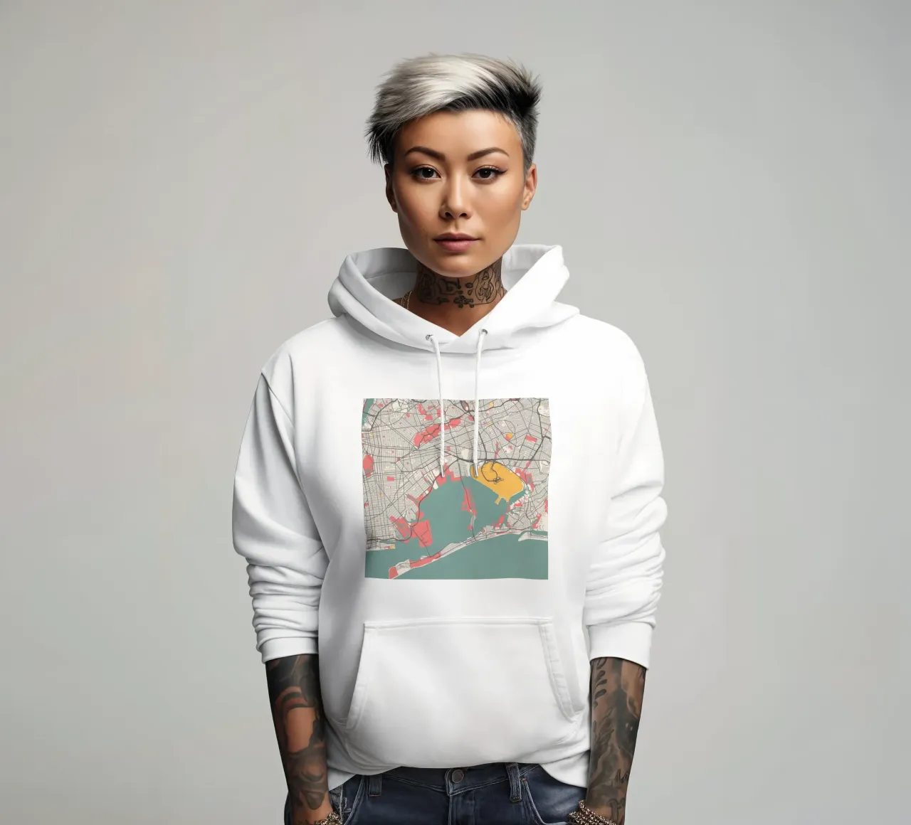Mappa della città di New York - Design moderno in colori pastello felpa con cappuccio da MOOODZART