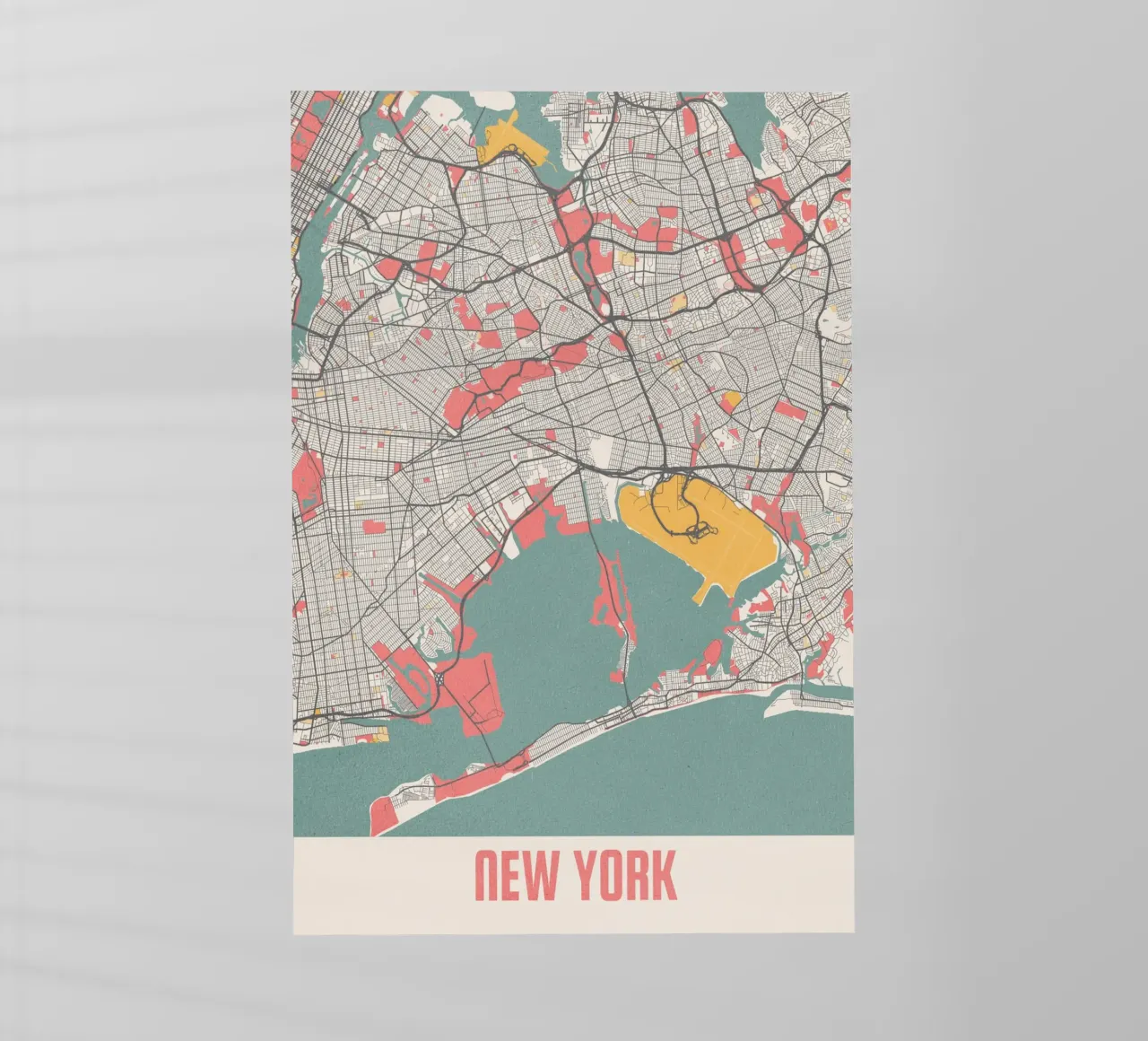 Mappa della città di New York - Design moderno in colori pastello pellicola backlit da MOOODZART