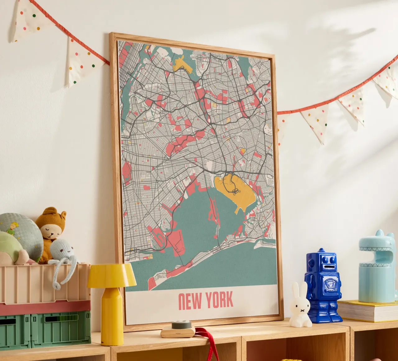 Mappa della città di New York - Design moderno in colori pastello plexiglass da MOOODZART