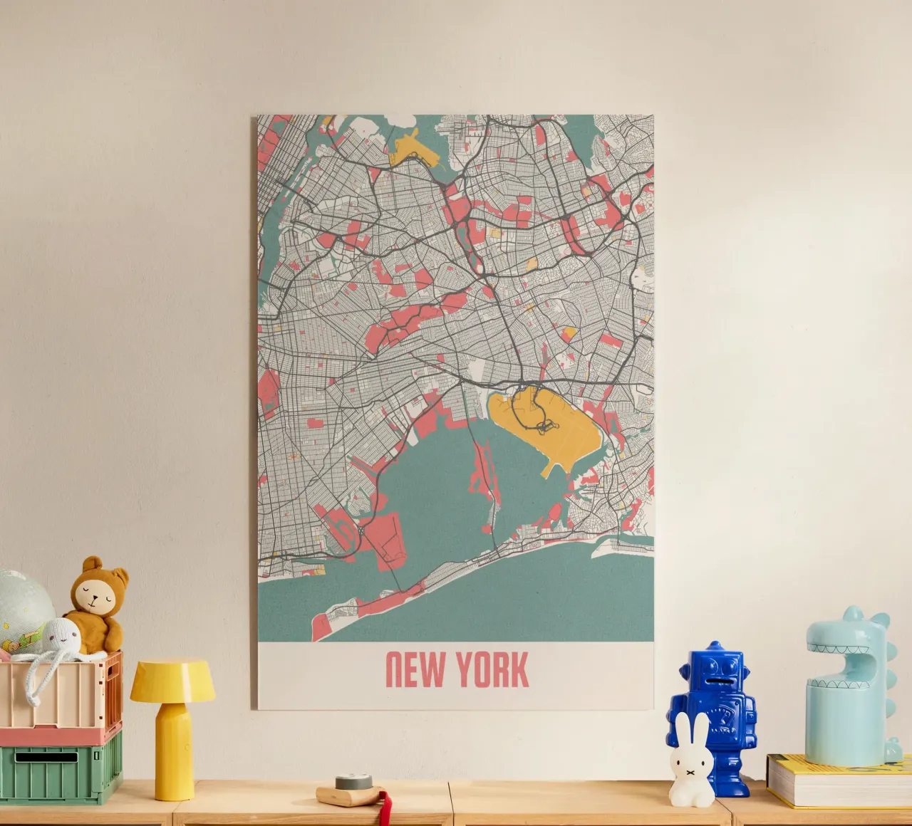 Mappa della città di New York - Design moderno in colori pastello plexiglass da MOOODZART