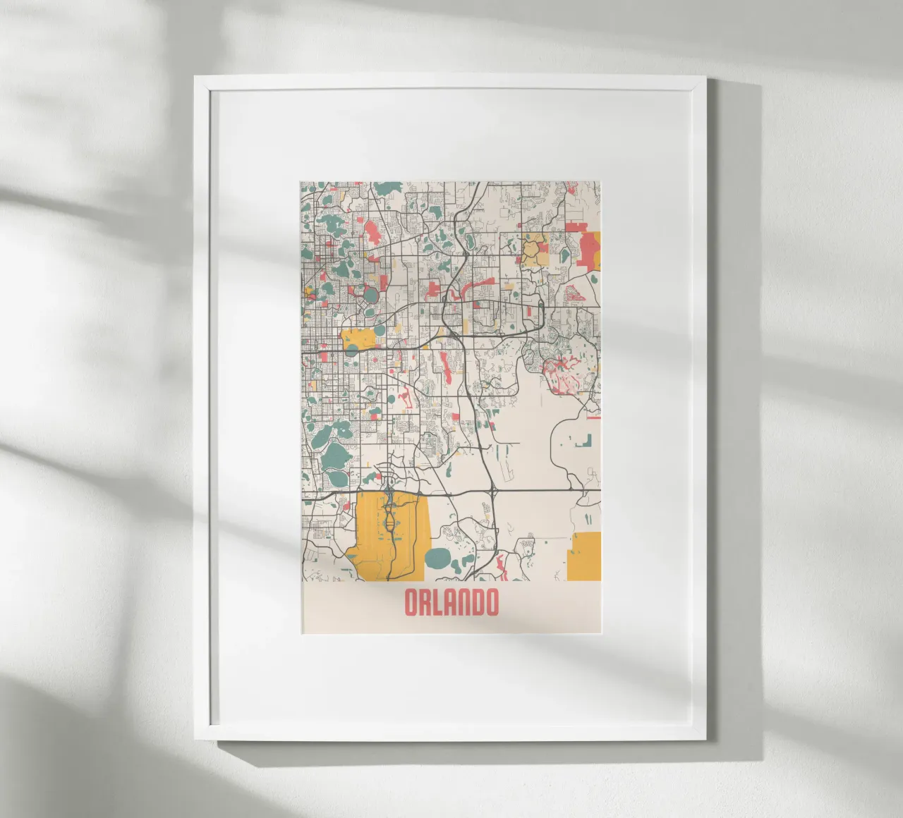 Mappa della città di Orlando - Design elegante in morbidi colori pastello poster con telaio in alluminio da MOOODZART