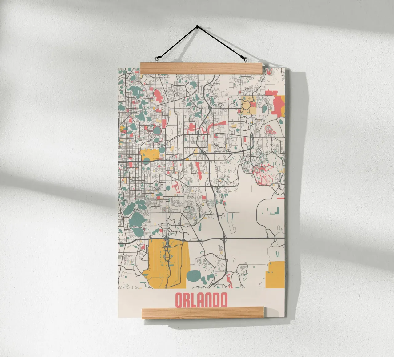 Mappa della città di Orlando - Design elegante in morbidi colori pastello poster con telaio in alluminio da MOOODZART